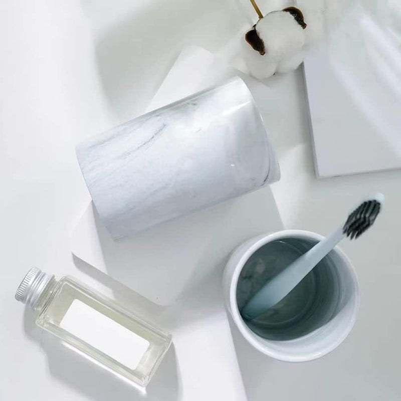 RabyLeo Marble ceramic mug, creative toothbrush holder, simple drinking cup. (Grey) - Image 5